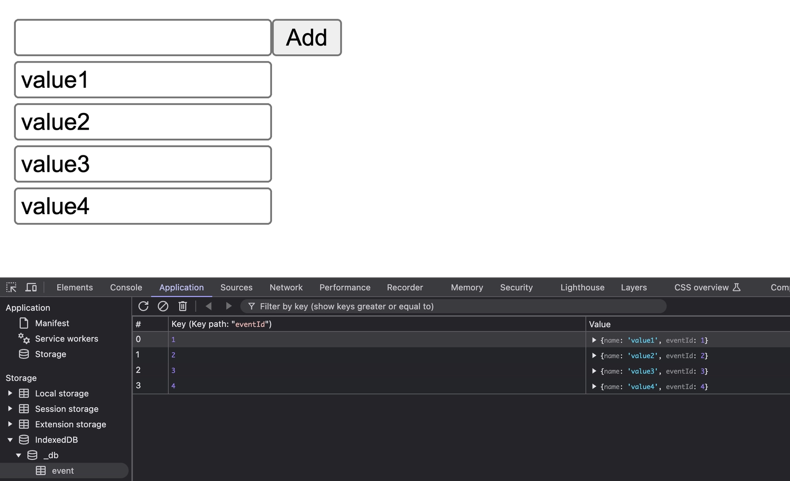 You can view and debug any data stored using Dexie from IndexedDB in your browser console.