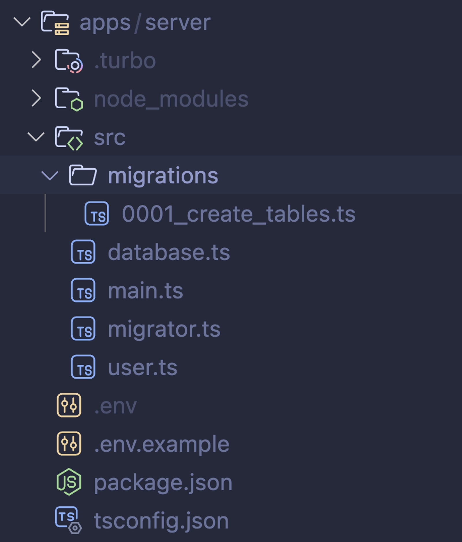 The "migrations" folder contains the list of all the migrations. Each file exports an Effect that executes the migration.