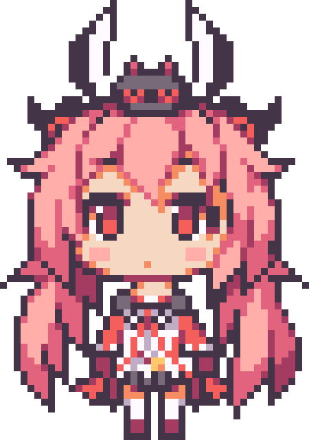 An anime style pixel art at 64 pixels, with huge emphasis on big eyes to make the character look cute