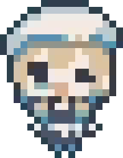 A 24x24 pixel character in a more anime style, giving more space for bigger eyes (more cute)