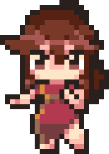 32x32 pixel art character in an anime style, giving more emphasis and space to the eyes