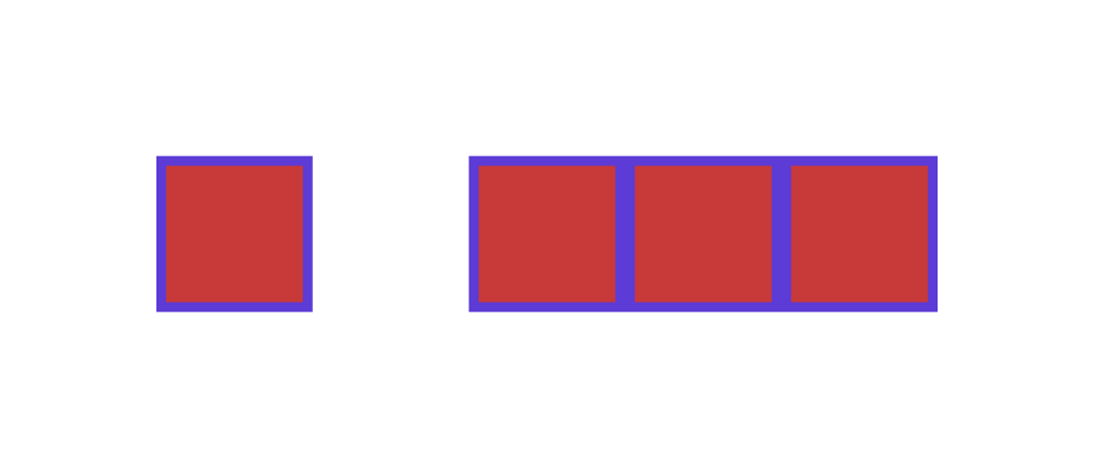 The same red tile as before with a blue border