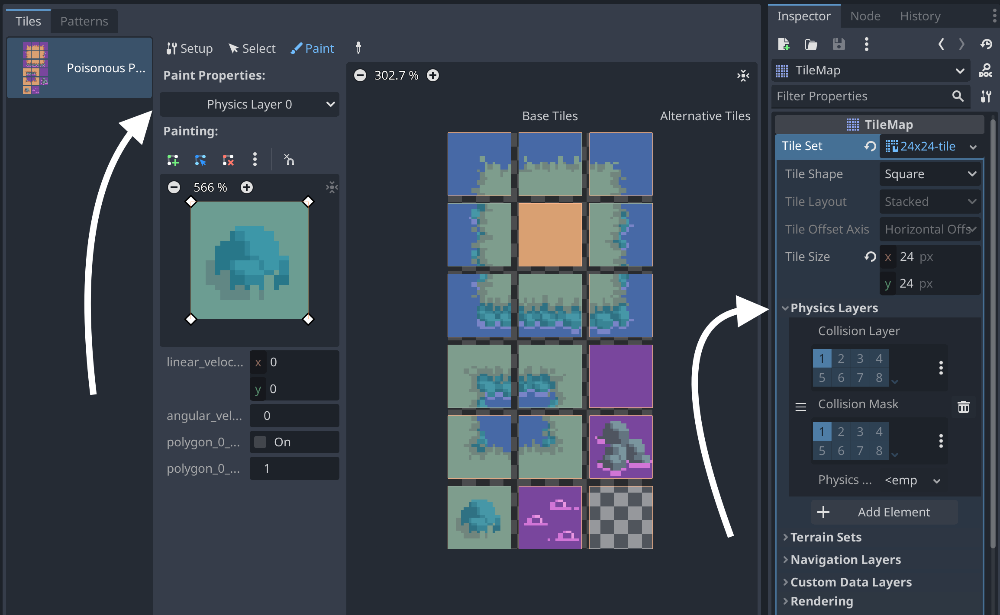 Inside the TileSet add a Physics Layer and then paint all the tiles that should cause a collision